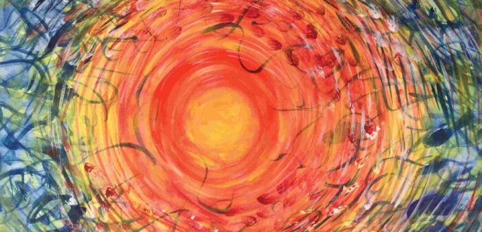 intuitives Bild mit roter Sonne